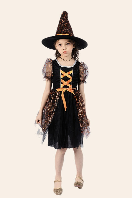 Orange Witch Dress Kid Halloween Costume