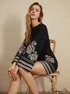 Delicate Embroidery Bell Trendy Sleeve Short Dress