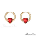 Delicate Heart Colorful Zircon Hoop Earrings