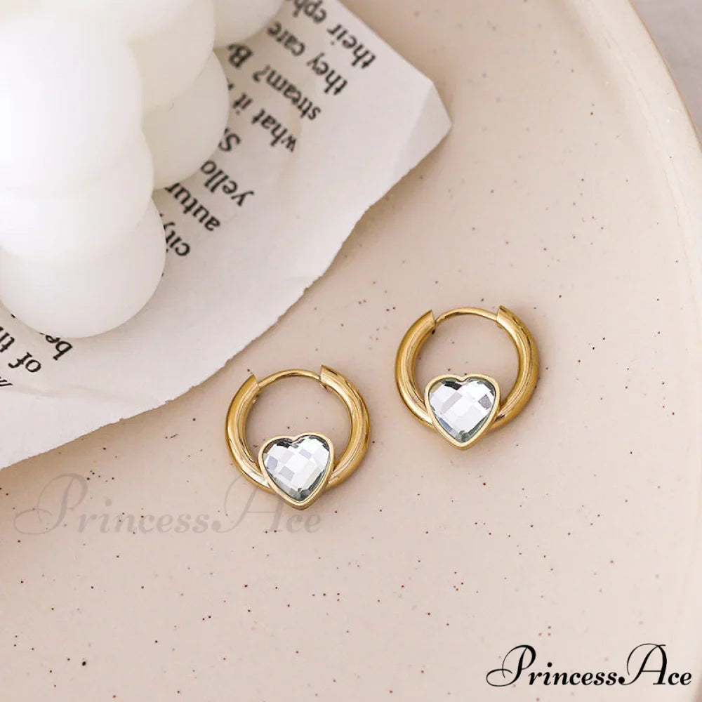 Delicate Heart Colorful Zircon Hoop Earrings