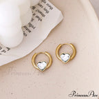 Delicate Heart Colorful Zircon Hoop Earrings
