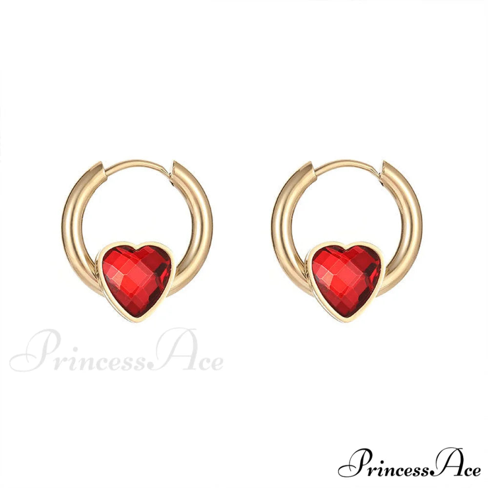 Delicate Heart Colorful Zircon Hoop Earrings