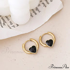 Delicate Heart Colorful Zircon Hoop Earrings