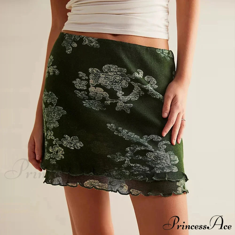 Delicate Net Floral Pattern Skirt