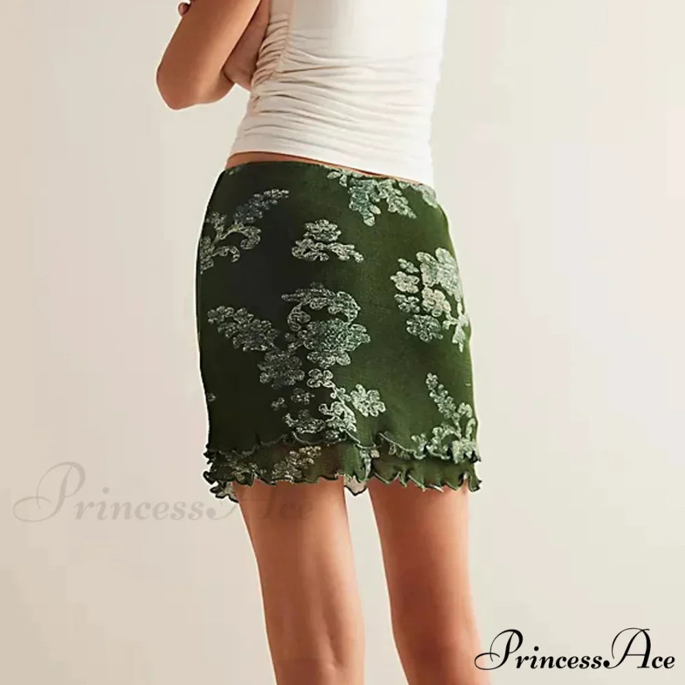Delicate Net Floral Pattern Skirt