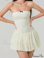 Delicate Ribbon Off-Shoulder Mini Dress