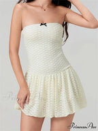 Delicate Ribbon Off-Shoulder Mini Dress