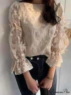 Delicate Stitching Puff Sleeve Top Festive Top