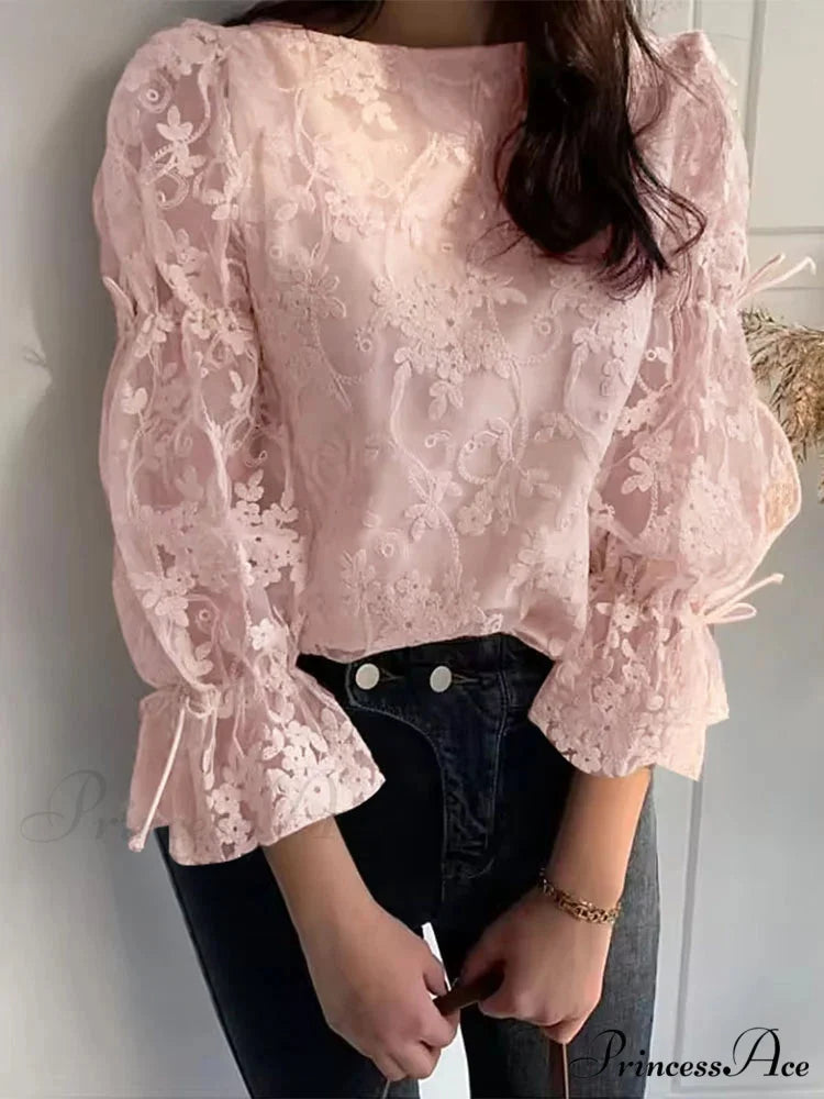 Delicate Stitching Puff Sleeve Top Festive Top