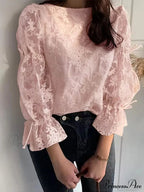 Delicate Stitching Puff Sleeve Top Festive Top