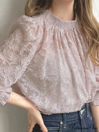 Delicate Texture Extended Sleeve Ruching Top Spring Top