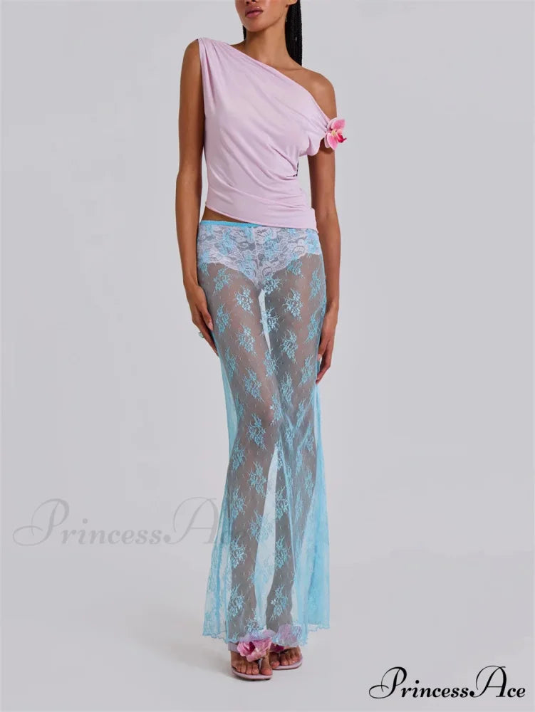 Delicate Transparent Long Split Provocative Transparent Cover Up Beach Skirt