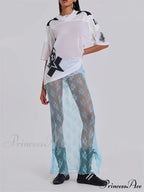Delicate Transparent Long Split Provocative Transparent Cover Up Beach Skirt