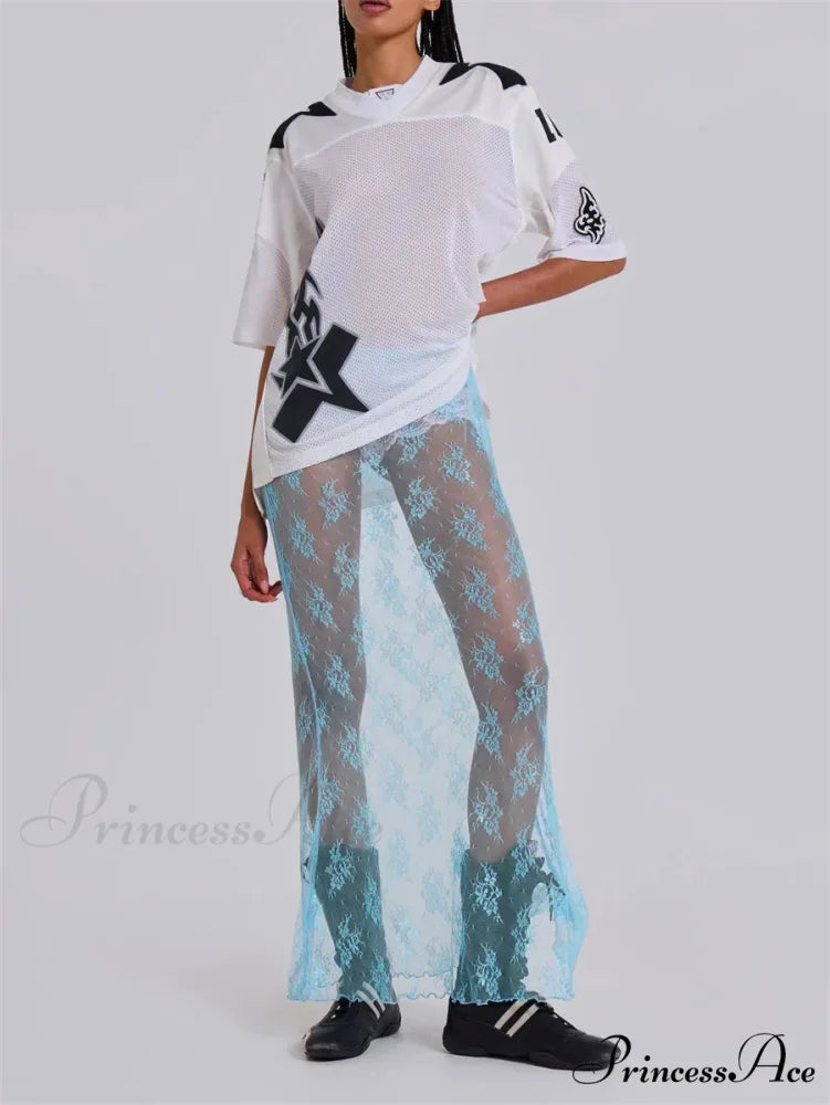 Delicate Transparent Long Split Provocative Transparent Cover Up Beach Skirt