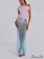 Delicate Transparent Long Split Provocative Transparent Cover Up Beach Skirt