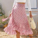 Delightful Airy Flounce Hemline Slit Design Long Skirt