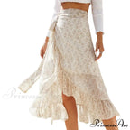 Delightful Airy Flounce Hemline Slit Design Long Skirt
