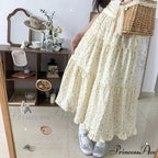 Delightful Blossom Fungus A-line Skirt Women Elevated Waist Gathered Cake Skirt