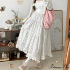 Delightful Blossom Fungus A-line Skirt Women Elevated Waist Gathered Cake Skirt