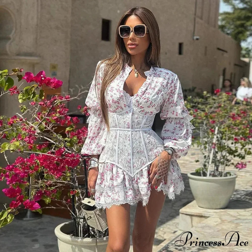 Delightful Petite New Design Waist Brief Lace Floral Dress