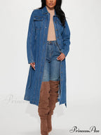 Denim Button Graceful High Split Skirt