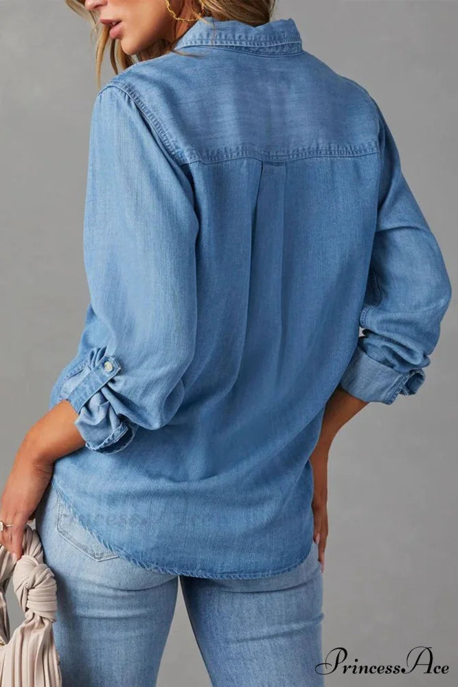 Denim Button-Up Blouse
