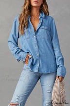 Denim Button-Up Blouse