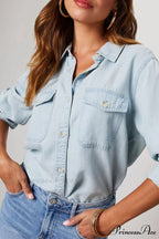Denim Button-Up Blouse