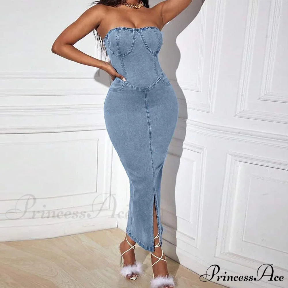 Denim Dreams Stylish Lace-Up Mini Dress