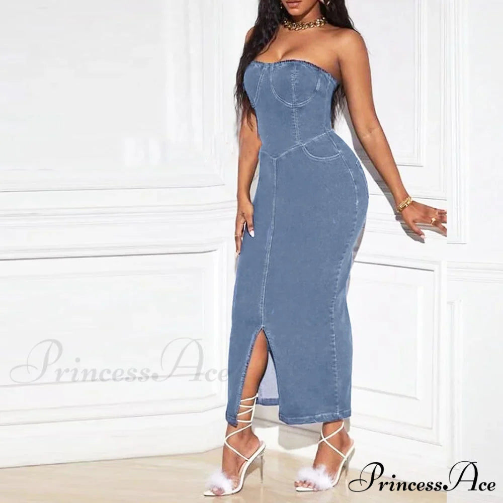 Denim Dreams Stylish Lace-Up Mini Dress