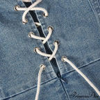Denim Dreams Stylish Lace-Up Mini Dress