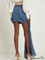 Denim Millennium Aesthetic 3D Floral High Rise Mini Skirt