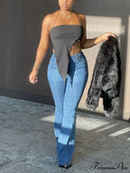 Denim Patchwork Graceful Irregular Dress