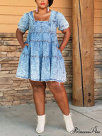 Denim Pockets Graceful Slit Skirt