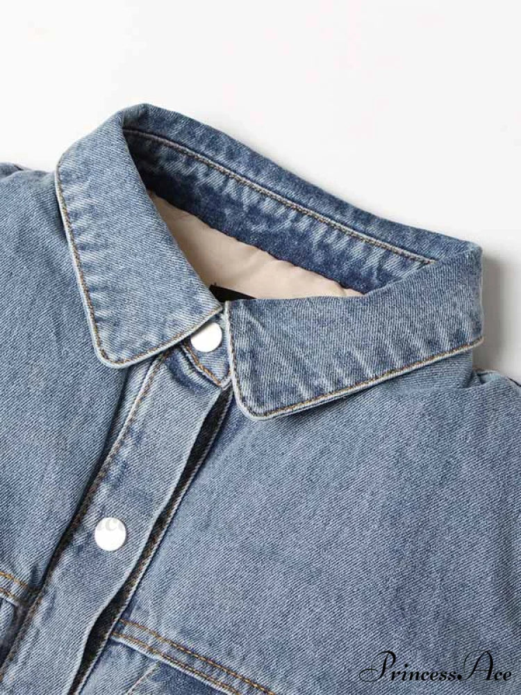 Denim Puff Graceful Sleeve Mini Dress