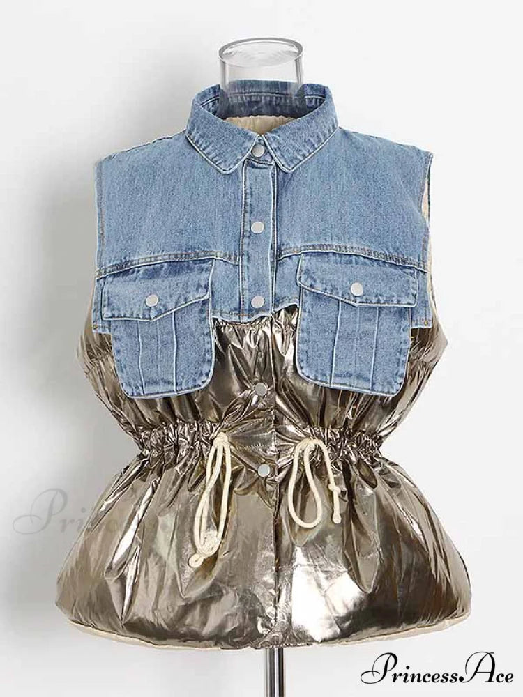 Denim Puff Graceful Sleeve Mini Dress