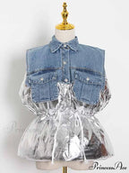 Denim Puff Graceful Sleeve Mini Dress