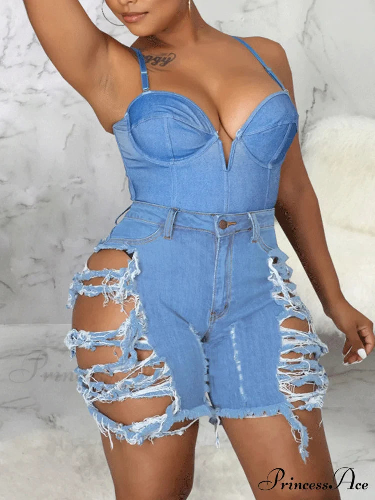 Denim Puff Graceful Vest Jacket