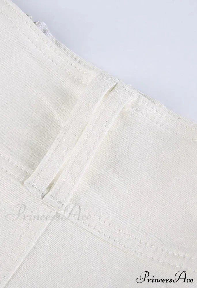 Denim Ripped Graceful Slit Tassels Skirt