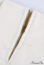 Denim Ripped Graceful Slit Tassels Skirt