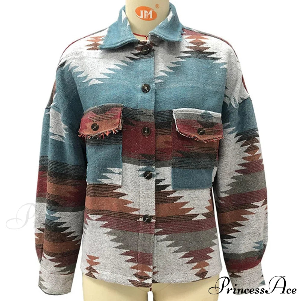 Denim Stitched Wool Coat