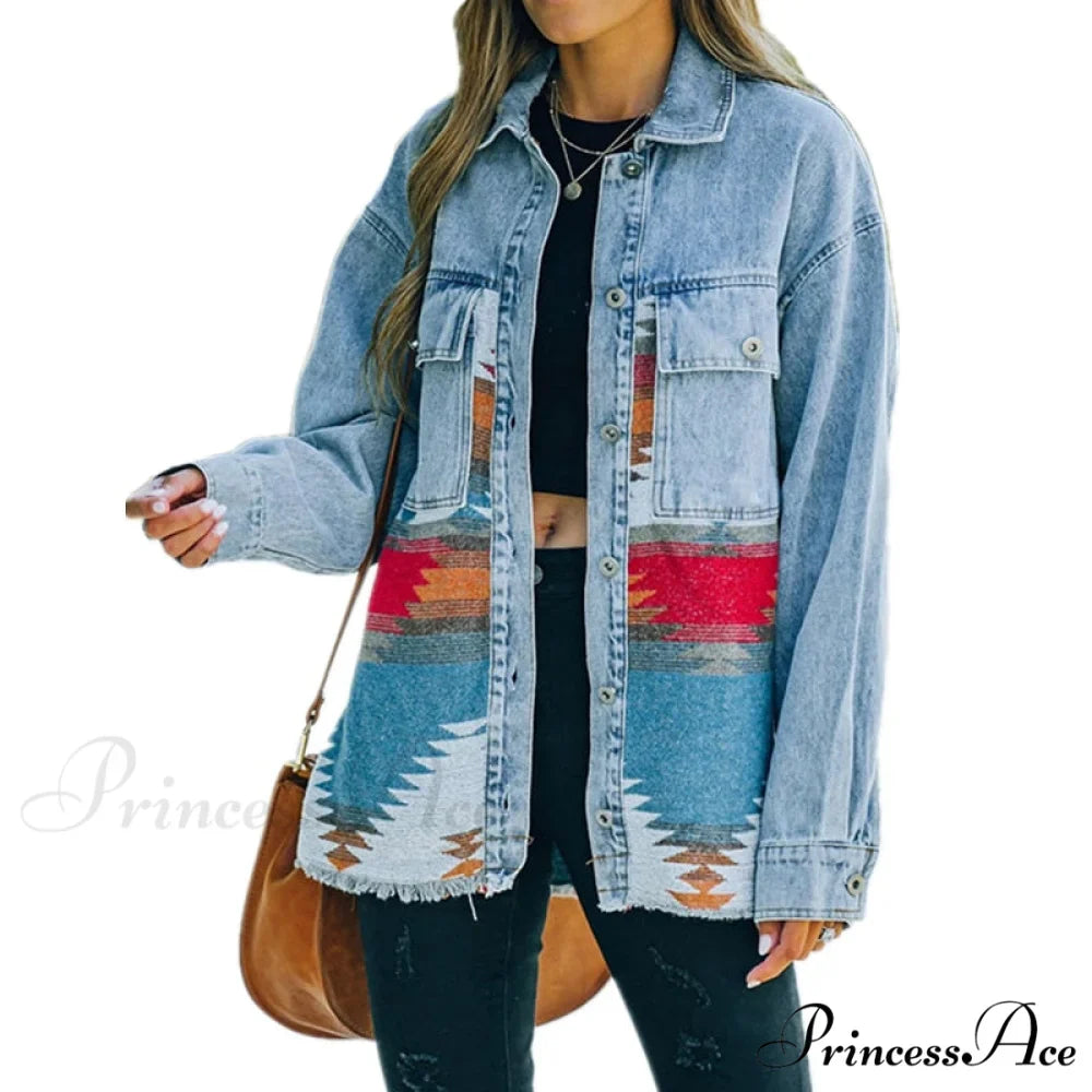 Denim Stitched Wool Coat