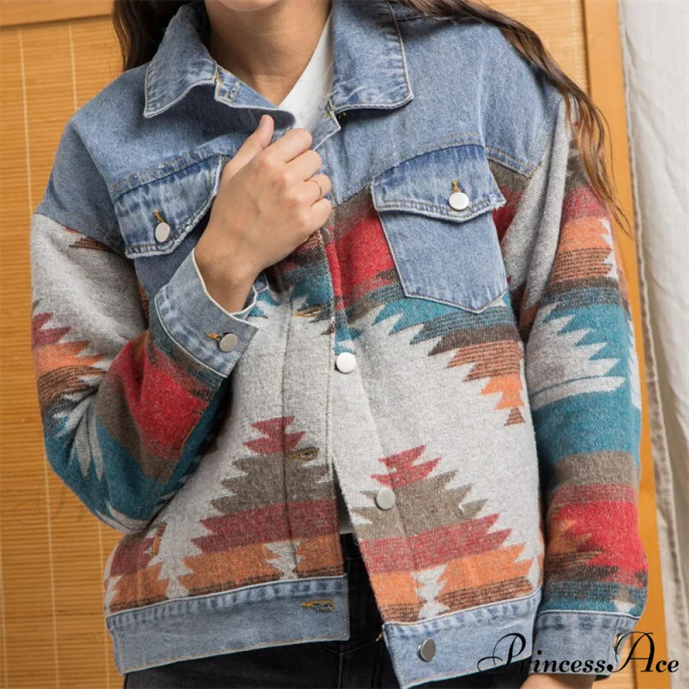 Denim Stitched Wool Coat