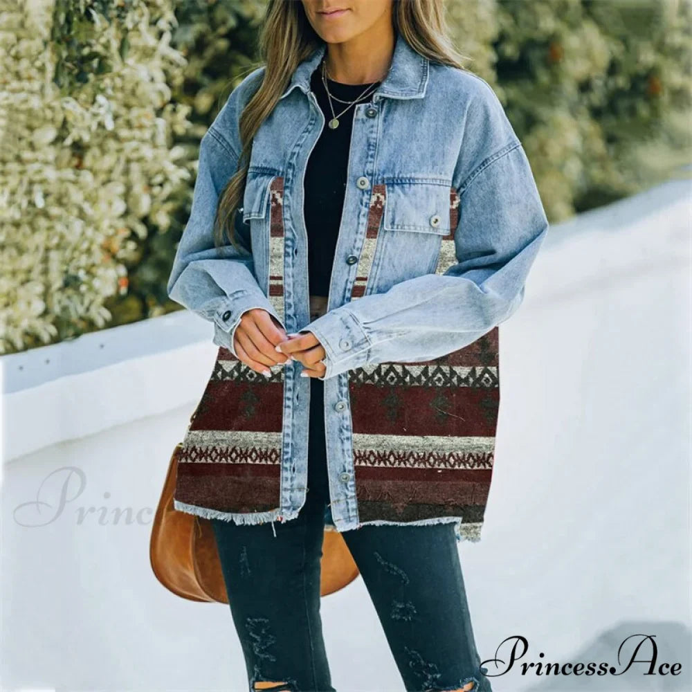 Denim Stitched Wool Coat