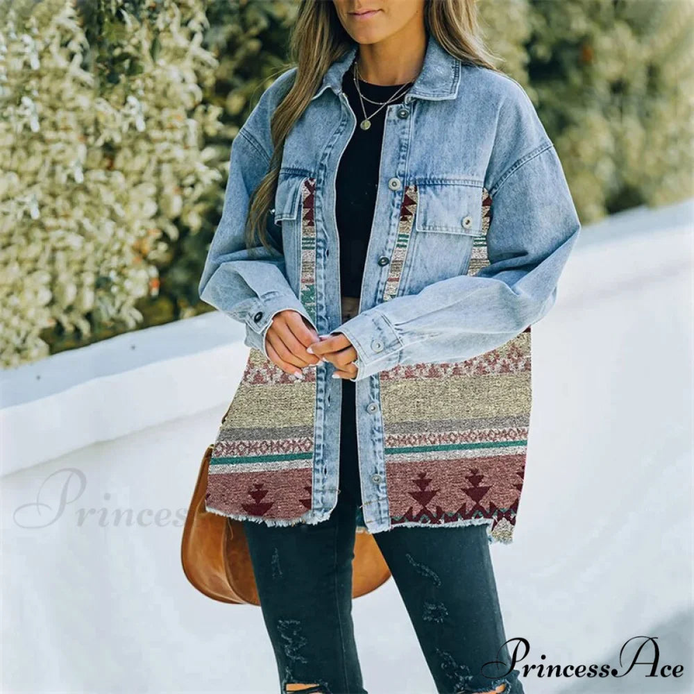 Denim Stitched Wool Coat