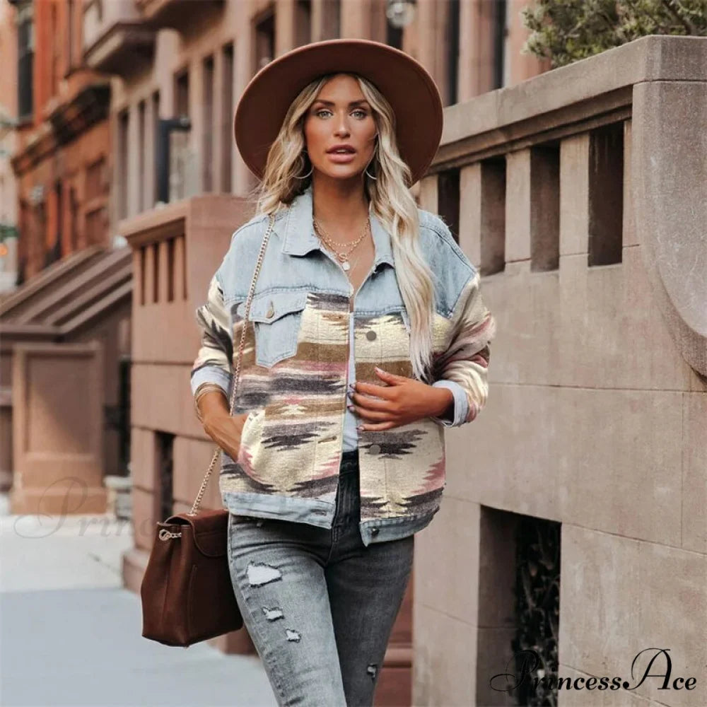 Denim Stitched Wool Coat