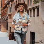 Denim Stitched Wool Coat