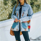 Denim Stitched Wool Coat