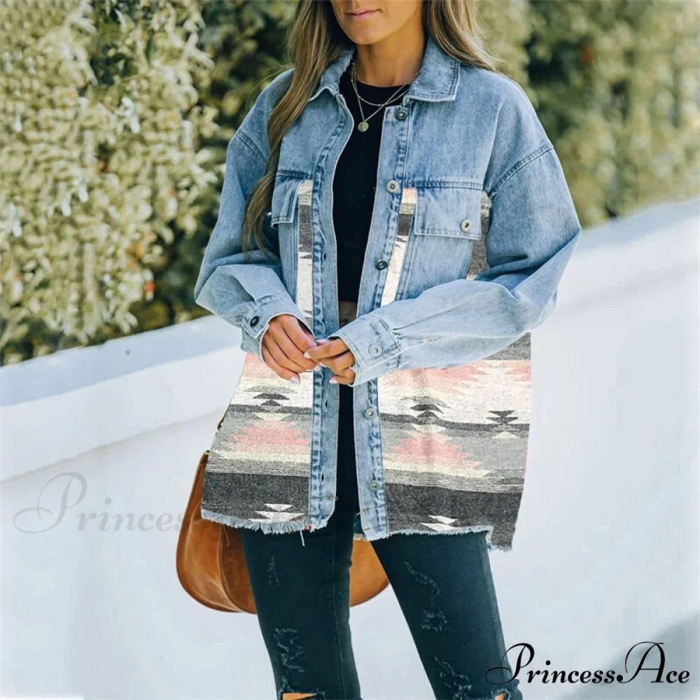 Denim Stitched Wool Coat
