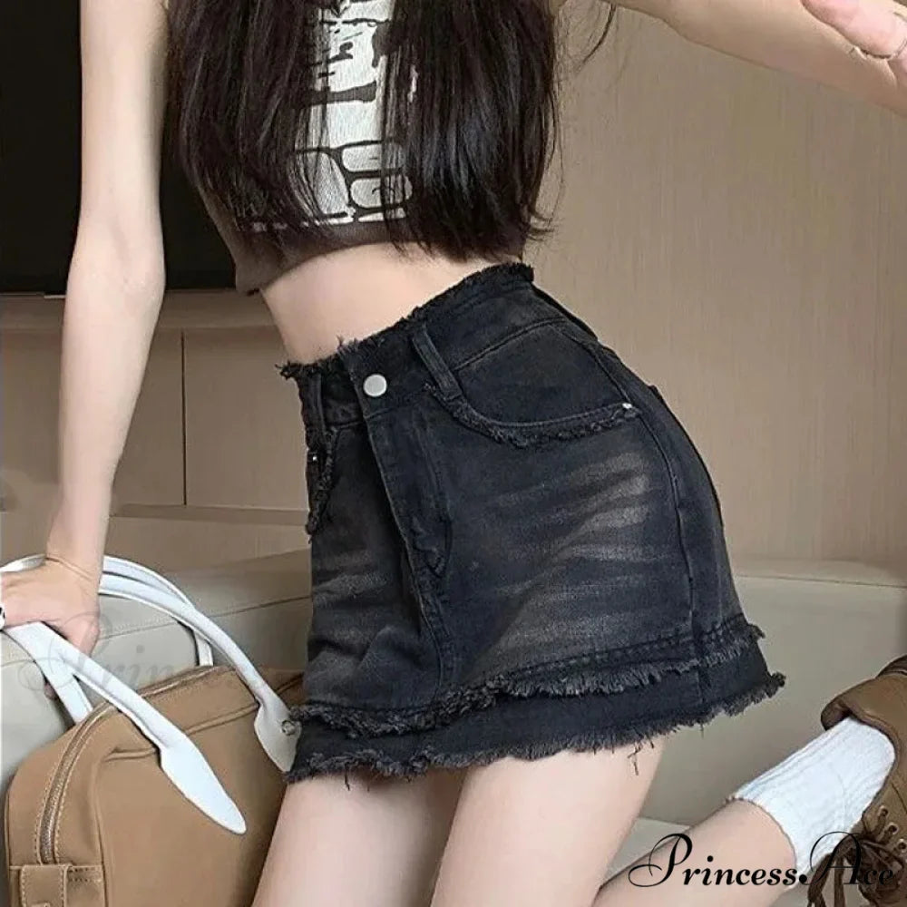 Denim Vintage A-line Y2K Patchwork Retro Skirt